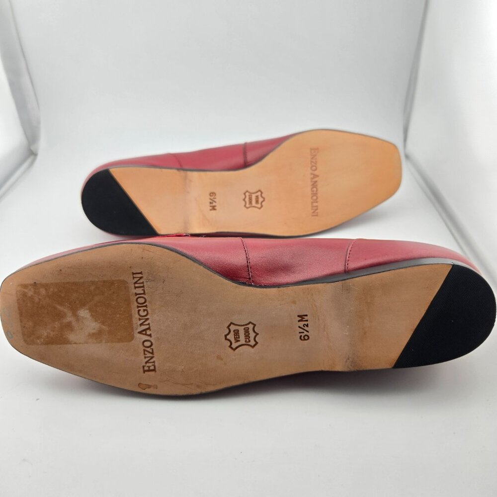 Enzo Angiolini red slip on square toed loafers - Picture 7 of 11